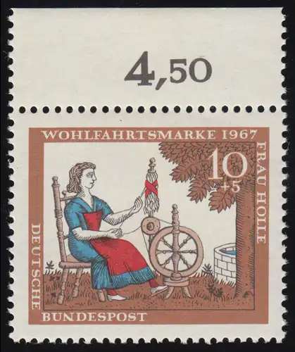 538 Wohlfahrt Brüder Grimm 10+5 Pf Frau Holle ** Oberrand