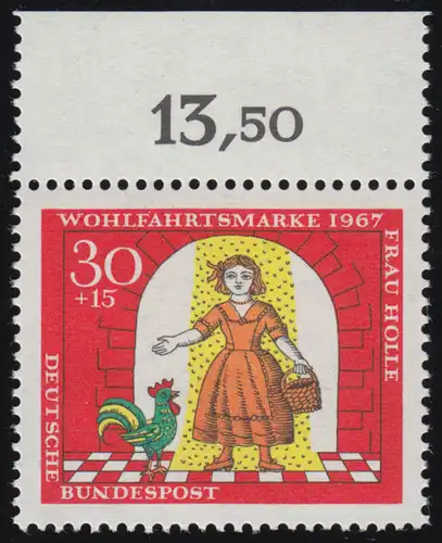 540 Wohlfahrt Brüder Grimm 30+15 Pf Frau Holle ** Oberrand