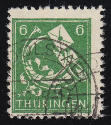 SBZ 95AXax Freimarke 6 Pf, dunkelgrün, O gestempelt geprüft