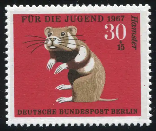 301 Hamster mit PLF roter Fleck auf weißem Markenrand links, Feld 20, **