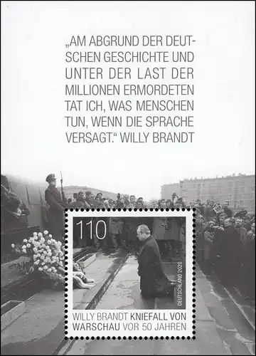 Block 87 Willy Brandt - Kniefall von Warschau: Set zu 10 Stück, alle ** / MNH
