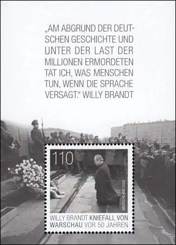 Block 87 Willy Brandt - Kniefall von Warschau, Set zu 10 Stück, alle ** / MNH