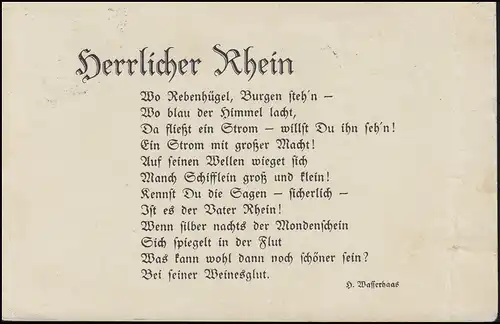 Carte de vue Gedichter Göner Rhein .... EF 6 Pf. WALBERBERG (Kr. BONN) 1934