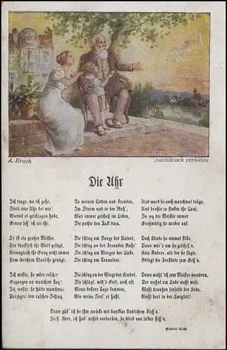 Ansichtskarte Gedicht Die Uhr / Gabriel Seidl, Feldpost FRANKFURT / ODER 18.3.18
