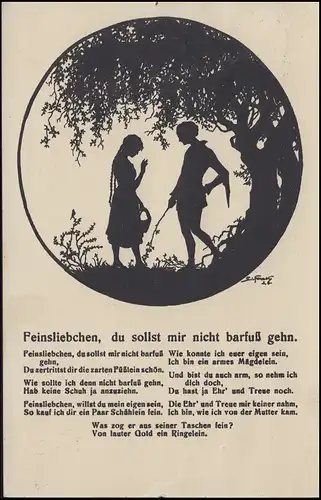 AK Künstler-Schattenbilder Feinsliebchen von Elisabeth Forck, gelaufen 1927 