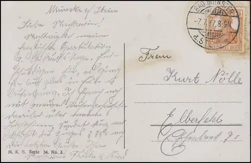 Carte de vue humour Bon conseil, EF 7 1/2 p. Germania BAD MÜNSTER a. STEIN 7.7.17