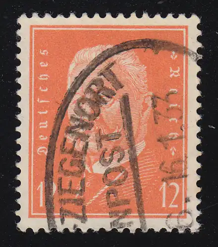 Bahnpost-Stempel (Stettin) - ZIEGENORT 16.1.33 auf Marke 466 Hindenburg