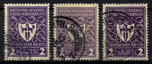 200 Salon commercial 2 Mark - Ensemble de variantes de couleurs: 3 timbres, cachetés