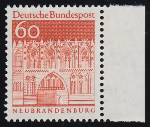 496 Bauwerke groß 60 Pf Seitenrand re. ** postfrisch