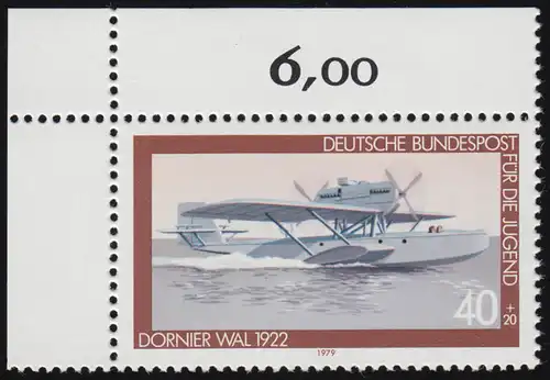 1005 Jeunesse Aéronautique 40+20 Pf ** Coin o.l.