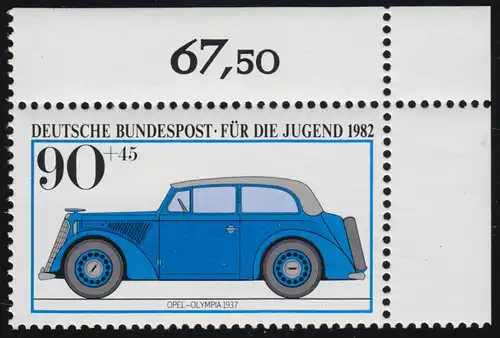 1126 Jugend Kraftfahrzeuge 90+45 Pf ** Ecke o.r.