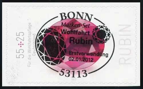2909 Wohlfahrt Rubin SELBSTKLEBEND aus MH 87, EV-O Bonn