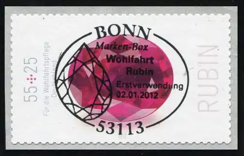 2909 Wohlfahrt Rubin SELBSTKLEBEND aus Rolle, EV-O Bonn