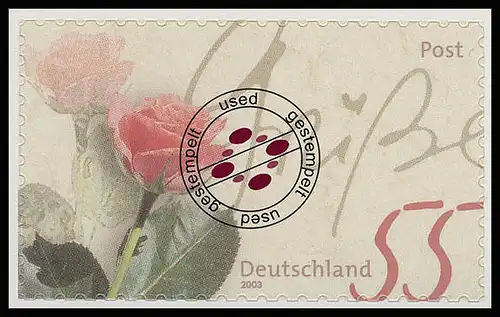 2321II Post Rosengruß selbstklebend, Rasterung 15/75 Grad, bedarfsgestempelt O