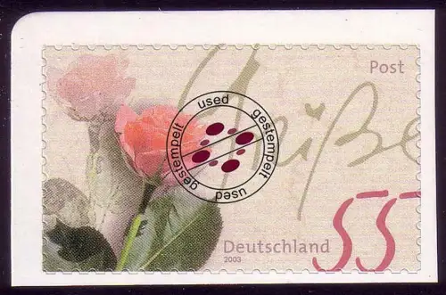 2321I Post Rosengruß selbstklebend, Rasterung 45/45 Grad, bedarfsgestempelt O