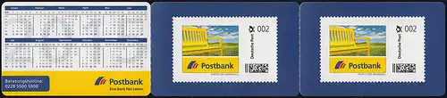 PortoCard Banque postale individuelle 2015 avec 2 timbres autocollants de 2 cents **