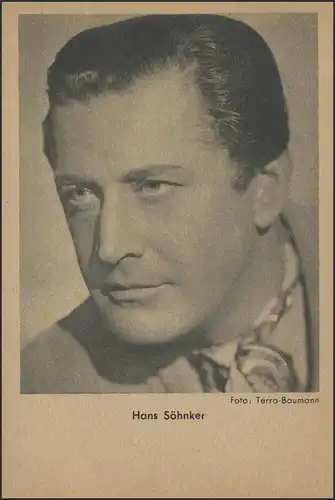 Carte d'affichage acteur Hans Söhnker, inutilisé