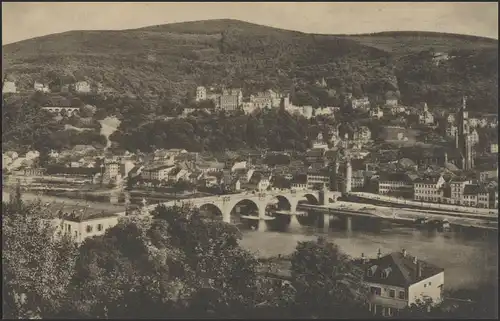 Ansichtskarte Heidelberg: Stadtpanorama vom Philosophenweg gesehen, 31.8.19