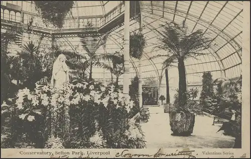 Ansichtskarte Liverpool: Conservatory Sefton Park, 23.5.1904 nach Zittau