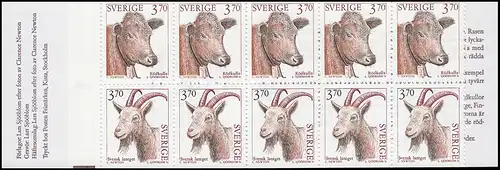 Markenheftchen 199 Haustiere: Rind / Kuh Ziege 1995 **/MNH