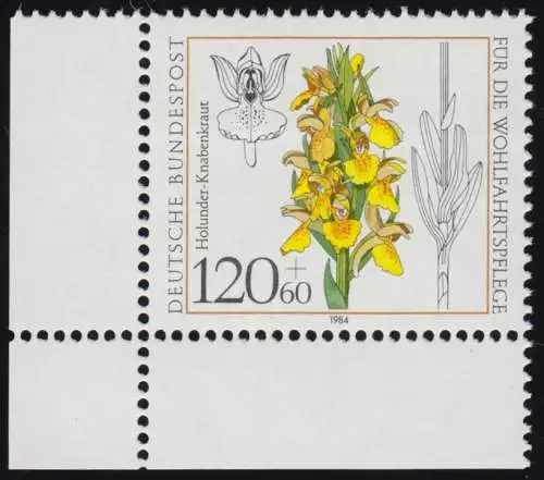 1228 Wohlfahrt Orchideen 120+60 Pf ** Ecke u.l.