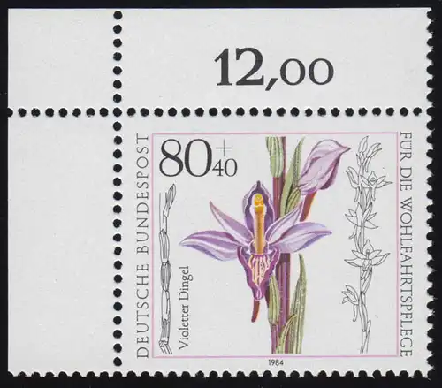 1227 Wund Orchidées 80+40 Pf ** coin o.l.