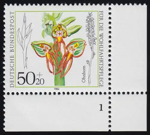 1225 Wohlfahrt Orchideen 50+20 Pf ** FN1