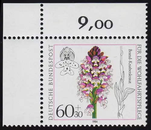 1226 Wohlfahrt Orchideen 60+30 Pf ** Ecke o.l.