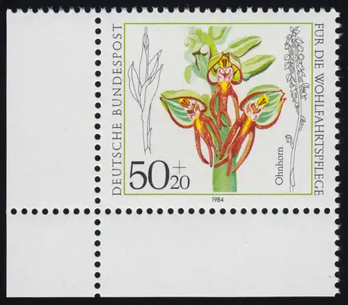 1225 Wohlfahrt Orchideen 50+20 Pf ** Ecke u.l.