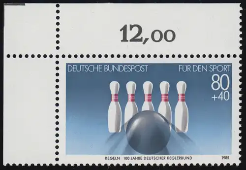 1238 Sporthilfe 80+40 Pf Keglerbund ** Ecke o.l.
