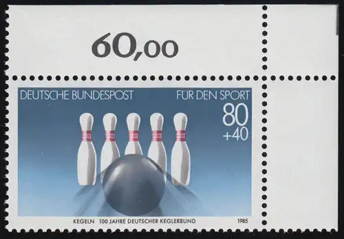 1238 Sporthilfe 80+40 Pf Keglerbund ** Ecke o.r.