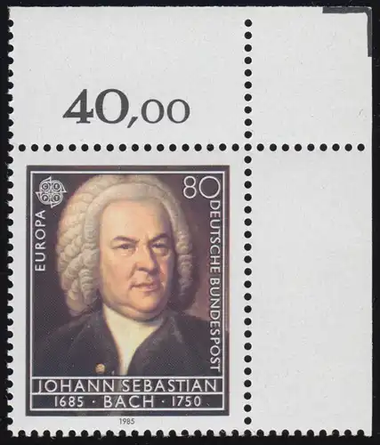 1249 Europe Musique Bach 80 Pf ** Coin o.r.