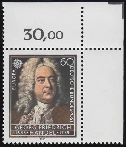 1248 Europa Musik Händel 60 Pf ** Ecke o.r.