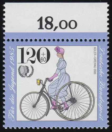 1245 Jugend Historische Fahrräder 120+60 Pf ** Oberrand