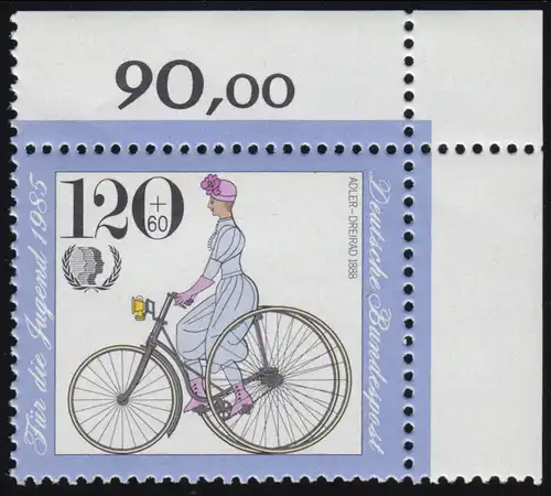 1245 Jugend Historische Fahrräder 120+60 Pf ** Ecke o.r.