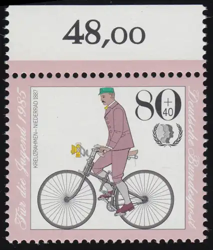 1244 Jugend Historische Fahrräder 80+40 Pf ** Oberrand
