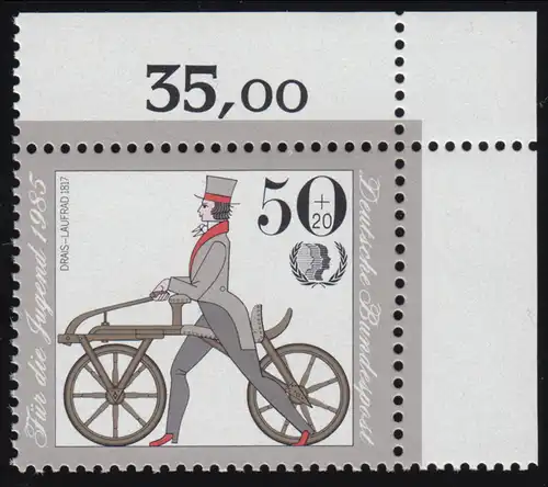 1242 Jugend Historische Fahrräder 50+20 Pf ** Ecke o.r.