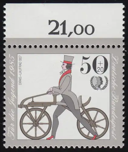 1242 Jugend Historische Fahrräder 50+20 Pf ** Oberrand