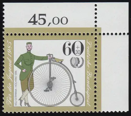 1243 Jeunes Bicyclettes historiques 60+30 Pf ** Coin o.r.