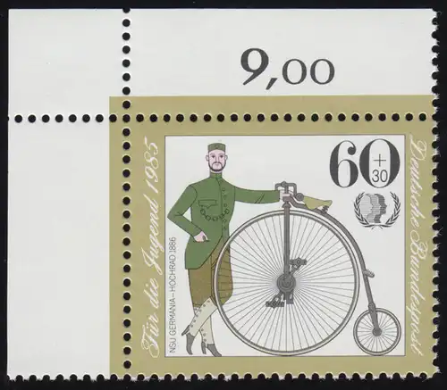 1243 Jeunes Bicyclettes historiques 60+30 Pf ** Coin o.l.