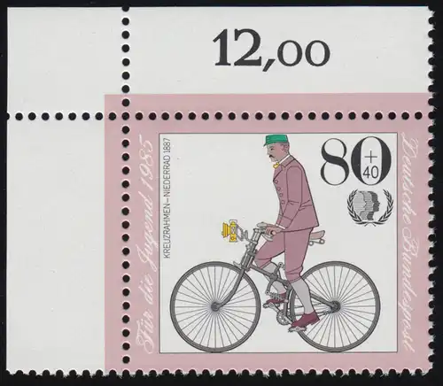 1244 Jeunesse Bicyclettes historiques 80+40 Pf ** Coin o.l.