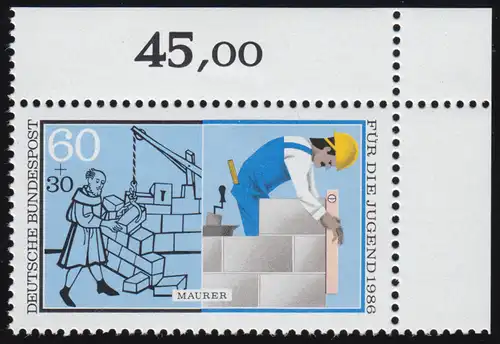1275 Jugend Maurer 60+30 Pf ** Ecke o.r.