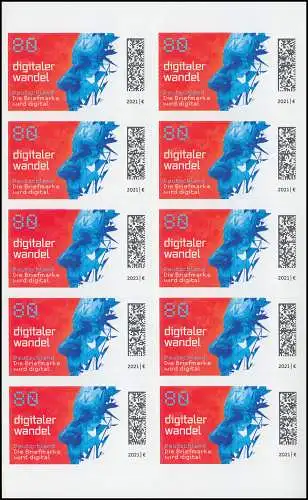 FB 104B Digitaler Wandel, Folienblatt mit 10x 3592 ENG gestanzt, ** postfrisch