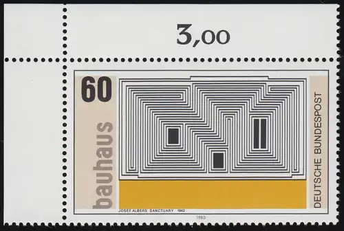 1165 Bauhaus Josef Albers 60 Pf ** Ecke o.l.