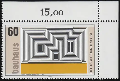 1165 Bauhaus Josef Albers 60 Pf ** coin o.r.