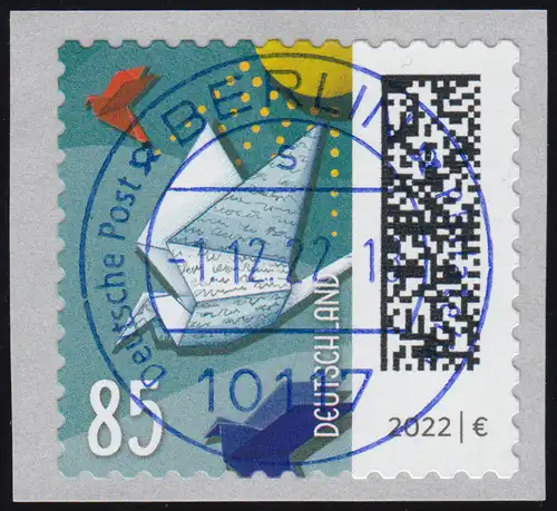 3652 Pigeon-lettre 85 cent (sk) de 500 avec numéro UNGERADER, EV-O der VS Berlin