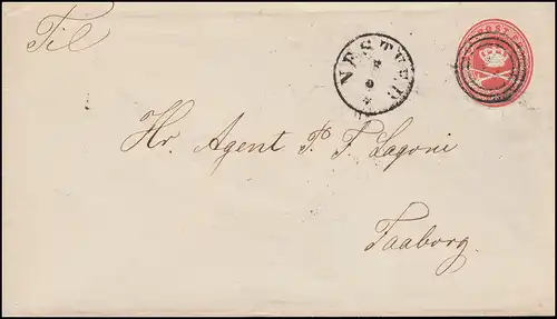 Dänemark Umschlag U 2 Krone mit Zepter 4 Skilling aus NESTVED R2 nach Faaborg