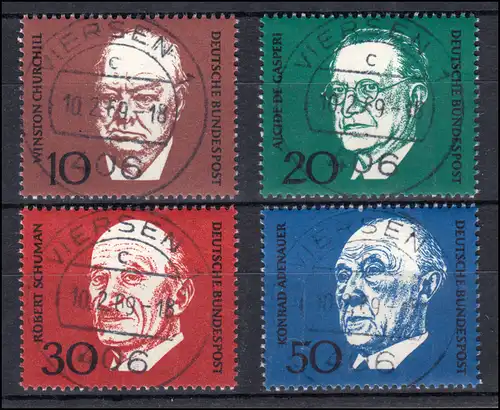 554-557 Satz aus Block 4 Konrad Adenauer: Voll-Stempel VIERSEN 10.2.69, gummiert