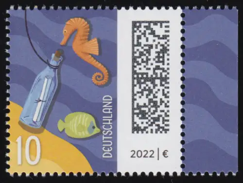 3723 Monde des lettres: Post bouteille 10 cents en feuilles, ** frais de port