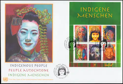 UNO Wien Block 32 Indigene Menschen - Block auf Schmuck-FDC WIEN 2012